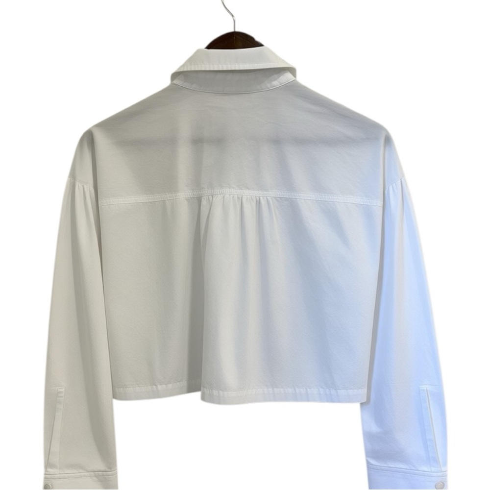 ZARA White Boxy Cropped Button-Down Shirt - Picture 3 of 4